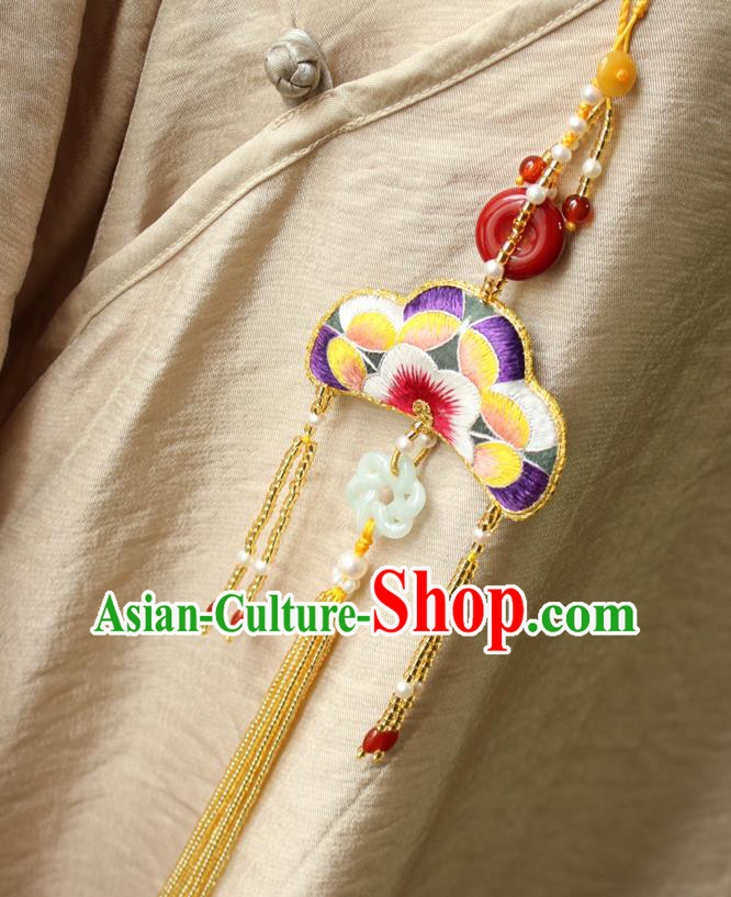 Chinese National Beads Tassel Jade Pendant Classical Qipao Dress Embroidered Sachet Brooch Chinese National Beads Tassel Jade Pendant Classical Qipao Dress Embroidered Sachet Brooch