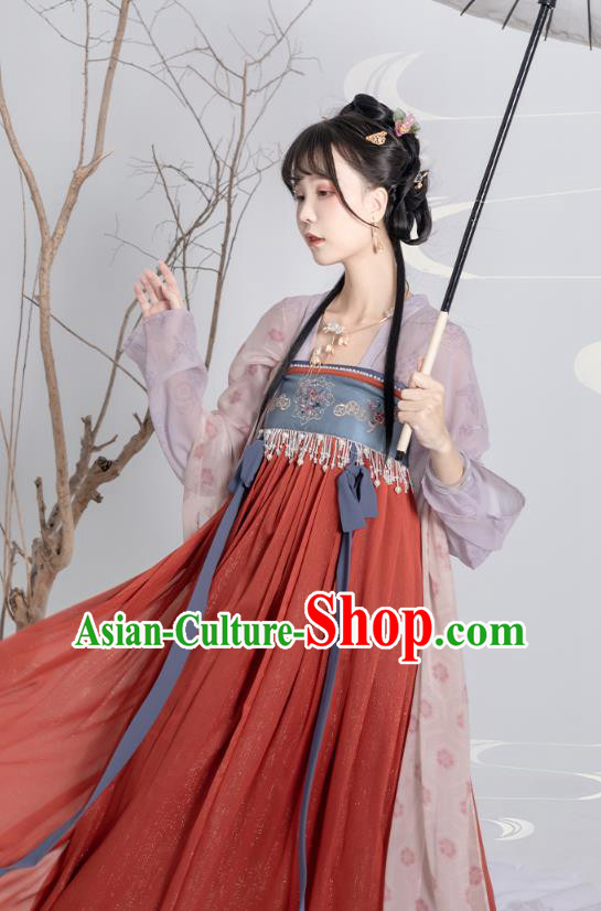 China Traditional Red Hanfu Dress Ancient Tang Dynasty Palace Princess Historical Clothing China Traditional Red Hanfu Dress Ancient Tang Dynasty Palace Princess Historical Clothing