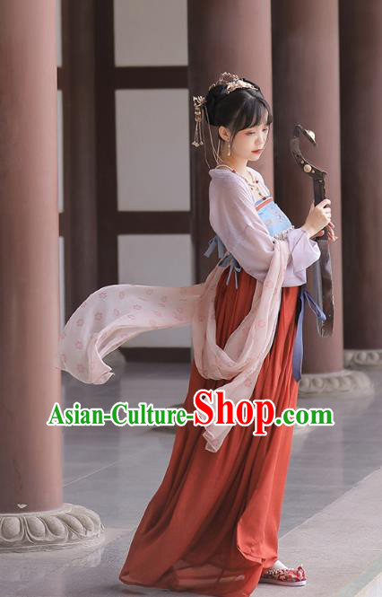 China Traditional Red Hanfu Dress Ancient Tang Dynasty Palace Princess Historical Clothing China Traditional Red Hanfu Dress Ancient Tang Dynasty Palace Princess Historical Clothing