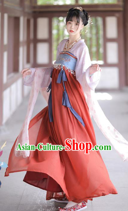China Traditional Red Hanfu Dress Ancient Tang Dynasty Palace Princess Historical Clothing China Traditional Red Hanfu Dress Ancient Tang Dynasty Palace Princess Historical Clothing