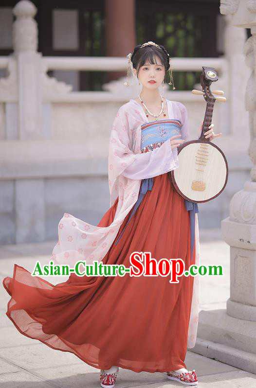 China Traditional Red Hanfu Dress Ancient Tang Dynasty Palace Princess Historical Clothing China Traditional Red Hanfu Dress Ancient Tang Dynasty Palace Princess Historical Clothing