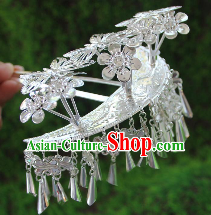 China Handmade Ethnic Folk Dance Hair Stick Miao Nationality Silver Butterfly Hairpin China Handmade Ethnic Folk Dance Hair Stick Miao Nationality Silver Butterfly Hairpin
