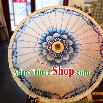 China Traditional Hanfu Dance Umbrella Handmade Painting Lotus Oilpaper Umbrella Classical Oil Paper Umbrella