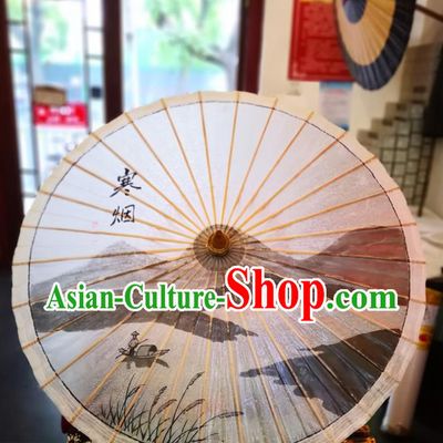 China Classical Dance Oil Paper Umbrella Traditional Hanfu Ink Painting Landscape Umbrella Handmade Oilpaper Umbrella