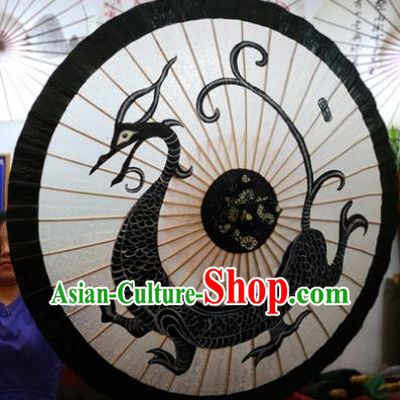 China Ancient Swordsman Oil Paper Umbrella Traditional Hanfu Painting Azure Dragon Umbrella Handmade Oilpaper Umbrella