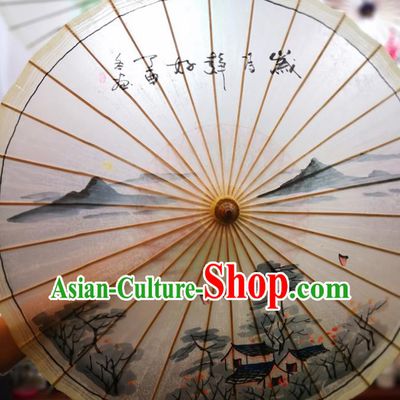 China Traditional Hanfu Umbrella Handmade Oilpaper Umbrella Ink Painting Oil Paper Umbrella
