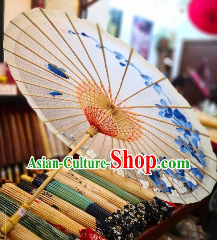 China Traditional Hanfu Dance Umbrella Handmade Oilpaper Umbrella Ink Painting Orchids Oil Paper Umbrella China Traditional Hanfu Dance Umbrella Handmade Oilpaper Umbrella Ink Painting Orchids Oil Paper Umbrella