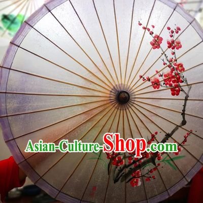 China Ink Painting Plum Blossom Oil Paper Umbrella Traditional Hanfu Dance Umbrella Handmade Violet Oilpaper Umbrella
