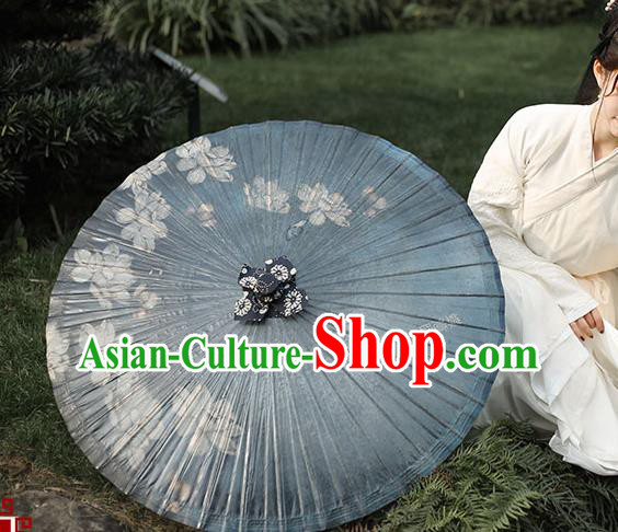 China Handmade Grey Oil Paper Umbrella Classical Dance Painting Lotus Oilpaper Umbrella Traditional Craft China Handmade Grey Oil Paper Umbrella Classical Dance Painting Lotus Oilpaper Umbrella Traditional Craft