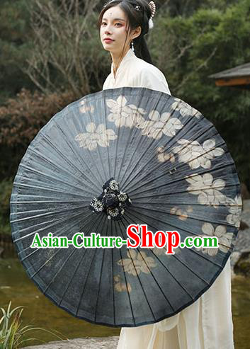 China Handmade Grey Oil Paper Umbrella Classical Dance Painting Lotus Oilpaper Umbrella Traditional Craft China Handmade Grey Oil Paper Umbrella Classical Dance Painting Lotus Oilpaper Umbrella Traditional Craft
