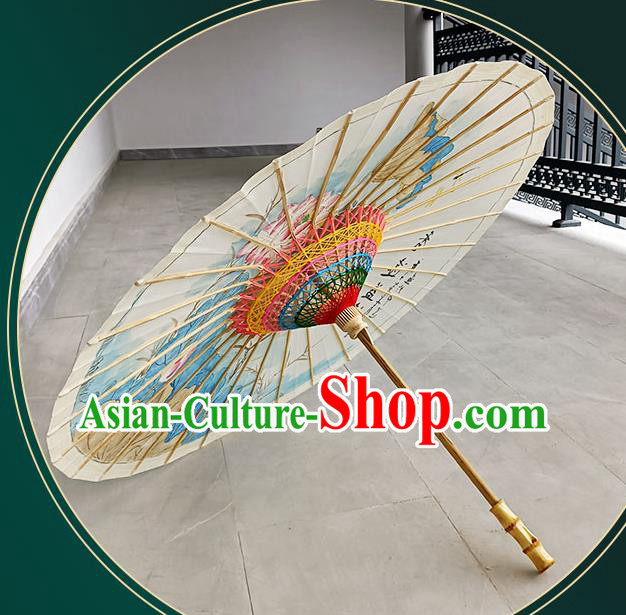 China Classical Dance Oil Paper Umbrella Hand Painting Lotus Oilpaper Umbrella Traditional Umbrella Craft China Classical Dance Oil Paper Umbrella Hand Painting Lotus Oilpaper Umbrella Traditional Umbrella Craft