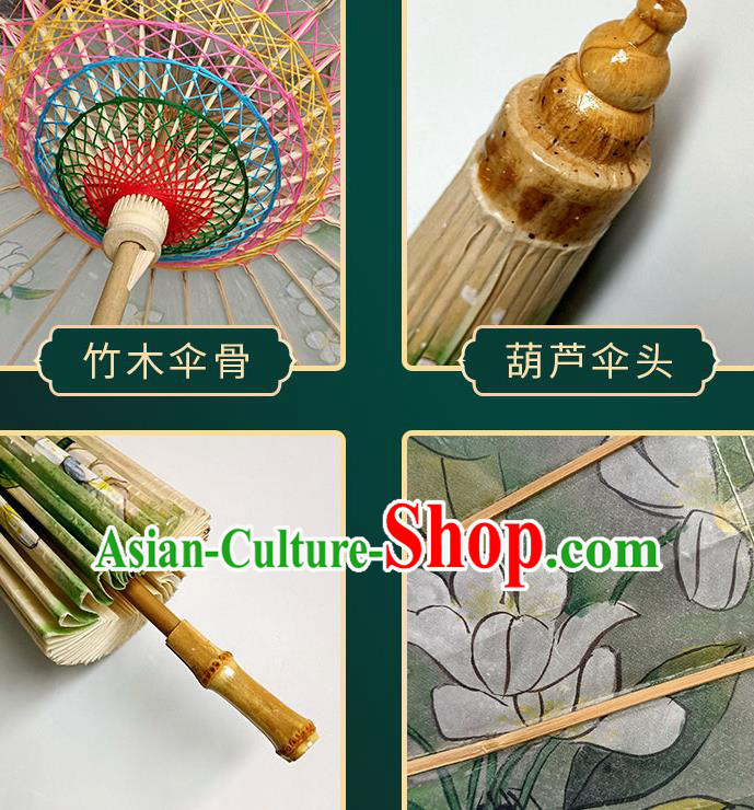 China Classical Dance Oil Paper Umbrella Hand Painting Lotus Oilpaper Umbrella Traditional Umbrella Craft China Classical Dance Oil Paper Umbrella Hand Painting Lotus Oilpaper Umbrella Traditional Umbrella Craft