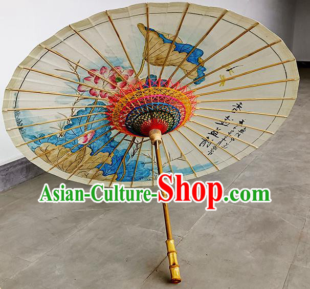China Classical Dance Oil Paper Umbrella Hand Painting Lotus Oilpaper Umbrella Traditional Umbrella Craft China Classical Dance Oil Paper Umbrella Hand Painting Lotus Oilpaper Umbrella Traditional Umbrella Craft