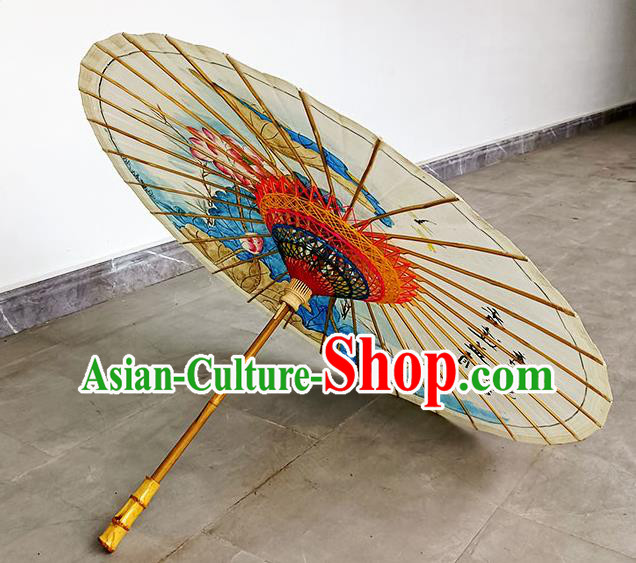 China Classical Dance Oil Paper Umbrella Hand Painting Lotus Oilpaper Umbrella Traditional Umbrella Craft China Classical Dance Oil Paper Umbrella Hand Painting Lotus Oilpaper Umbrella Traditional Umbrella Craft