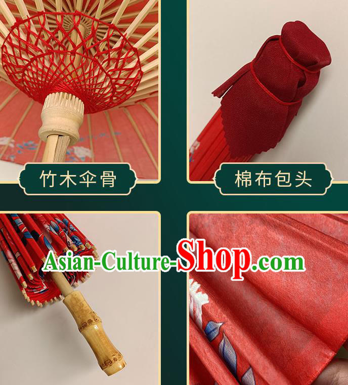 China Traditional Wedding Umbrella Craft Classical Dance Oil Paper Umbrella Hand Painting Peony Red Oilpaper Umbrella China Traditional Wedding Umbrella Craft Classical Dance Oil Paper Umbrella Hand Painting Peony Red Oilpaper Umbrella