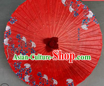 China Traditional Wedding Umbrella Craft Classical Dance Oil Paper Umbrella Hand Painting Peony Red Oilpaper Umbrella China Traditional Wedding Umbrella Craft Classical Dance Oil Paper Umbrella Hand Painting Peony Red Oilpaper Umbrella