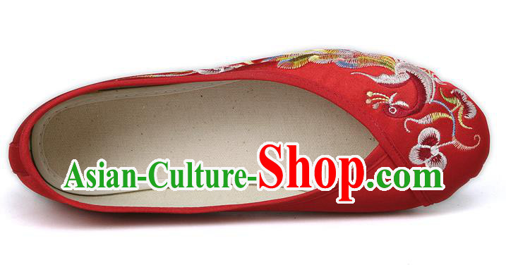 China Traditional Embroidered Phoenix Red Shoes National Wedding Bride Boots China Traditional Embroidered Phoenix Red Shoes National Wedding Bride Boots
