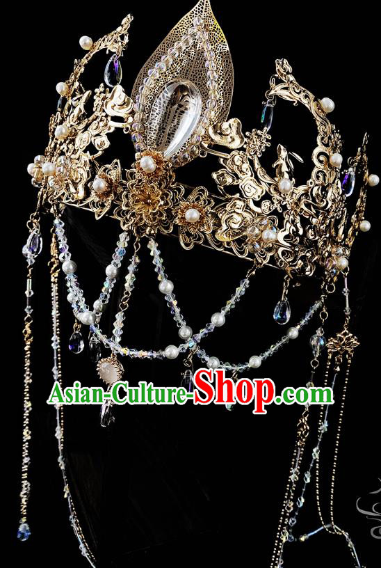 China Handmade Hair Accessories Ancient Queen Golden Tassel Hair Crown China Handmade Hair Accessories Ancient Queen Golden Tassel Hair Crown