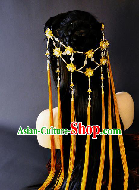 China Ancient Fairy Hair Accessories Handmade Traditional Cosplay Princess Golden Tassel Hair Clasp China Ancient Fairy Hair Accessories Handmade Traditional Cosplay Princess Golden Tassel Hair Clasp