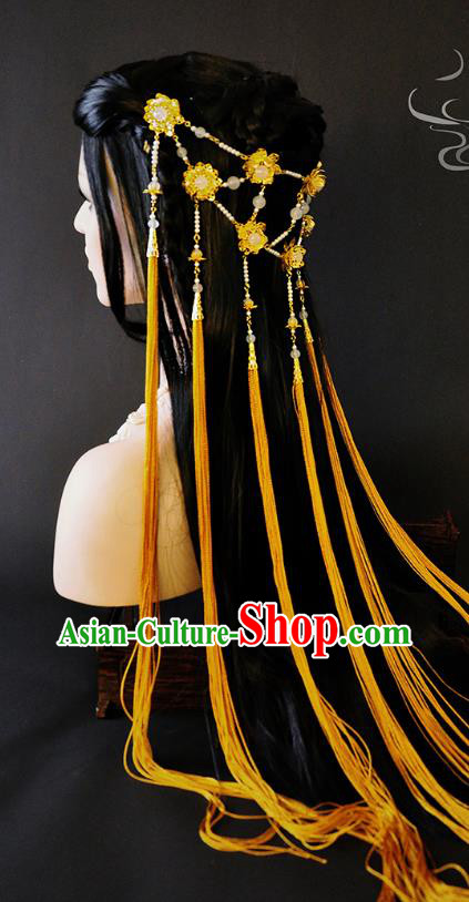 China Ancient Fairy Hair Accessories Handmade Traditional Cosplay Princess Golden Tassel Hair Clasp China Ancient Fairy Hair Accessories Handmade Traditional Cosplay Princess Golden Tassel Hair Clasp