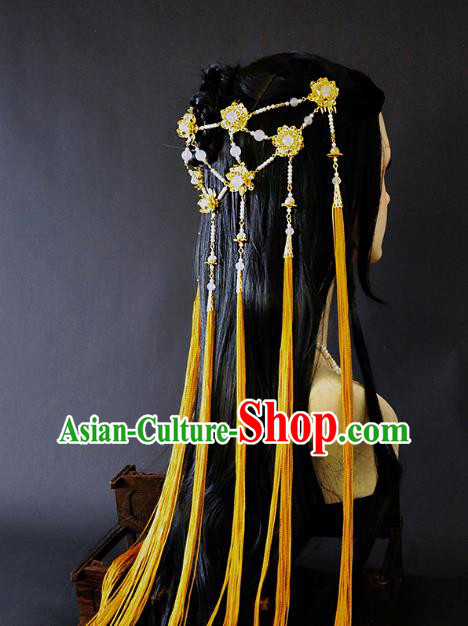 China Ancient Fairy Hair Accessories Handmade Traditional Cosplay Princess Golden Tassel Hair Clasp China Ancient Fairy Hair Accessories Handmade Traditional Cosplay Princess Golden Tassel Hair Clasp