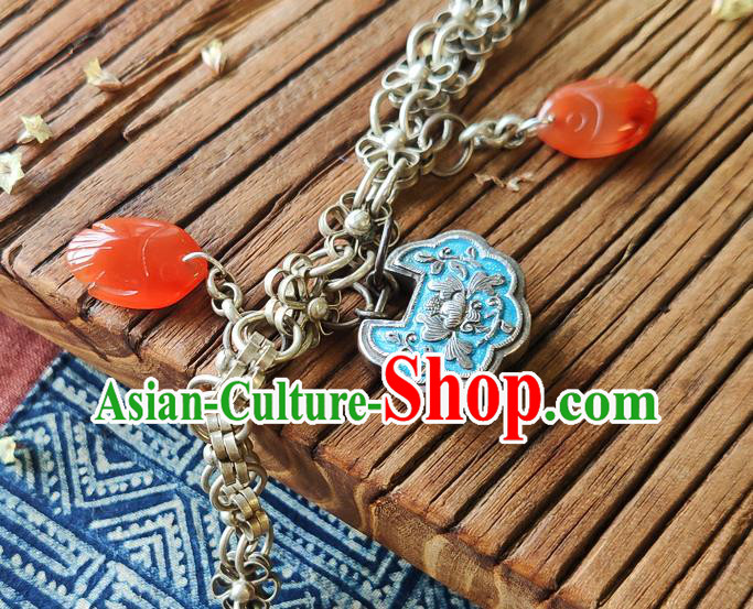 China Handmade Blueing Silver Lock Wristlet Accessories National Woman Tassel Bracelet China Handmade Blueing Silver Lock Wristlet Accessories National Woman Tassel Bracelet
