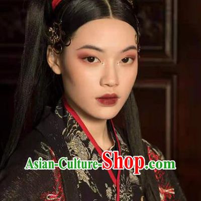 China Ancient Swordswoman Hair Accessories Traditional Tang Dynasty Taoist Nun Golden Lotus Hair Crown