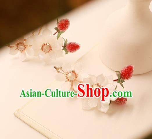 China Ancient Princess Hairpin Traditional Song Dynasty Palace Lady White Flowers Hair Stick China Ancient Princess Hairpin Traditional Song Dynasty Palace Lady White Flowers Hair Stick