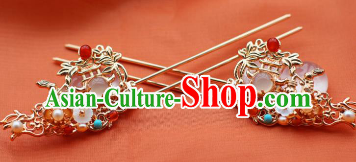 China Ancient Palace Lady Hairpin Traditional Ming Dynasty Queen Golden Lotus Hair Stick China Ancient Palace Lady Hairpin Traditional Ming Dynasty Queen Golden Lotus Hair Stick