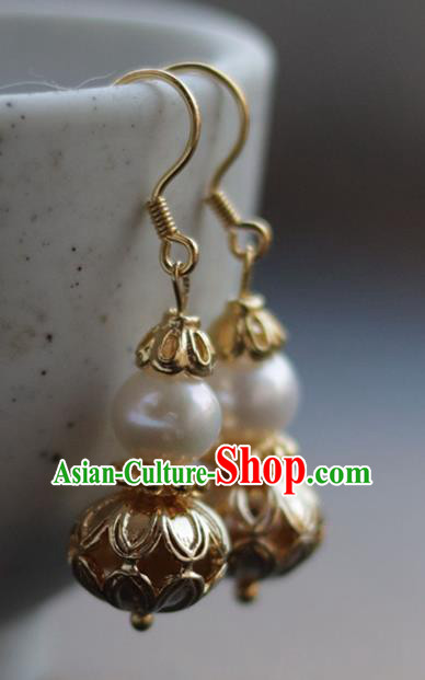 Chinese Traditional Ming Dynasty Court Empress Earrings Ancient Queen Golden Gourd Ear Jewelry Chinese Traditional Ming Dynasty Court Empress Earrings Ancient Queen Golden Gourd Ear Jewelry