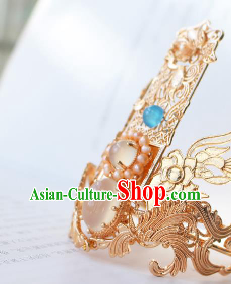 Chinese Traditional Ming Dynasty Prince Golden Hairdo Crown Ancient Swordsman Hair Accessories Chinese Traditional Ming Dynasty Prince Golden Hairdo Crown Ancient Swordsman Hair Accessories