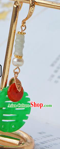Chinese Traditional Wedding Cheongsam Jade Earrings Ancient Empress Pearl Ear Jewelry Chinese Traditional Wedding Cheongsam Jade Earrings Ancient Empress Pearl Ear Jewelry