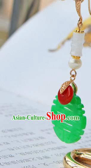 Chinese Traditional Wedding Cheongsam Jade Earrings Ancient Empress Pearl Ear Jewelry Chinese Traditional Wedding Cheongsam Jade Earrings Ancient Empress Pearl Ear Jewelry