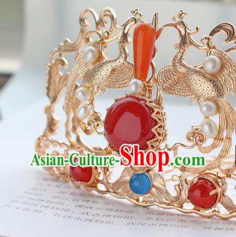 China Ancient Court Empress Hairpin Traditional Tang Dynasty Wedding Golden Phoenix Hair Crown China Ancient Court Empress Hairpin Traditional Tang Dynasty Wedding Golden Phoenix Hair Crown