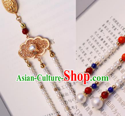 Chinese Traditional Qing Dynasty Pearls Tassel Pendant Ancient Imperial Concubine Brooch Accessories Chinese Traditional Qing Dynasty Pearls Tassel Pendant Ancient Imperial Concubine Brooch Accessories
