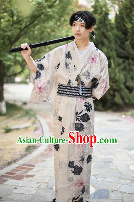 Asian Japan Traditional Printing Chrysanthemum Yukata Robe Japanese Cosplay Samurai Clothing Asian Japan Traditional Printing Chrysanthemum Yukata Robe Japanese Cosplay Samurai Clothing