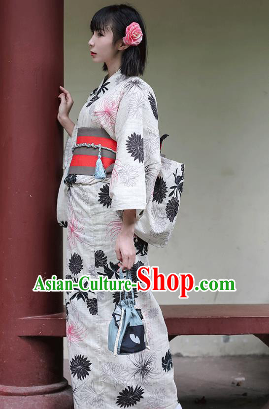 Japanese Traditional Ink Painting Chrysanthemum Yukata Dress Asian Japan Hanabi Taikai Kimono Costume Japanese Traditional Ink Painting Chrysanthemum Yukata Dress Asian Japan Hanabi Taikai Kimono Costume