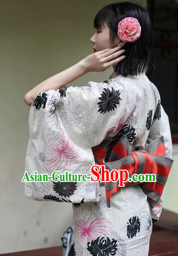 Japanese Traditional Ink Painting Chrysanthemum Yukata Dress Asian Japan Hanabi Taikai Kimono Costume Japanese Traditional Ink Painting Chrysanthemum Yukata Dress Asian Japan Hanabi Taikai Kimono Costume