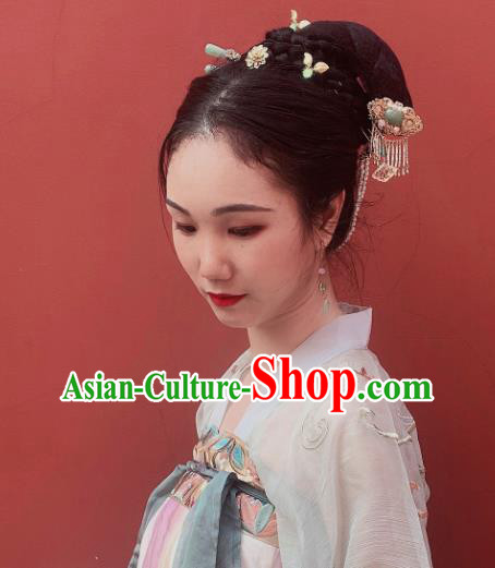 China Ancient Princess Aventurine Hairpin Headwear Traditional Ming Dynasty Court Lady Tassel Hair Comb China Ancient Princess Aventurine Hairpin Headwear Traditional Ming Dynasty Court Lady Tassel Hair Comb