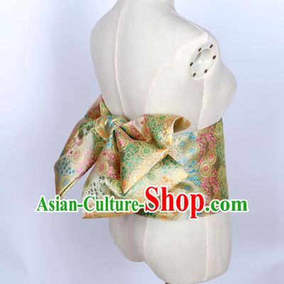 Japan Traditional Yukata Golden Brocade Waistband Japanese Kimono Belt
