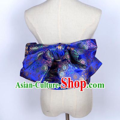 Japan Traditional Yukata Waistband Japanese Kimono Royalblue Brocade Belt