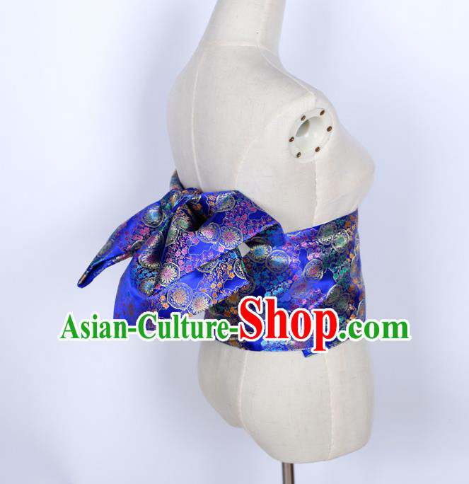 Japan Traditional Yukata Waistband Japanese Kimono Royalblue Brocade Belt Japan Traditional Yukata Waistband Japanese Kimono Royalblue Brocade Belt
