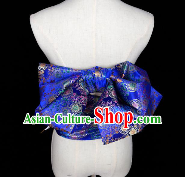 Japan Traditional Yukata Waistband Japanese Kimono Royalblue Brocade Belt Japan Traditional Yukata Waistband Japanese Kimono Royalblue Brocade Belt