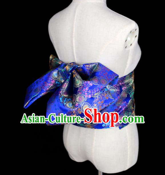 Japan Traditional Yukata Waistband Japanese Kimono Royalblue Brocade Belt Japan Traditional Yukata Waistband Japanese Kimono Royalblue Brocade Belt