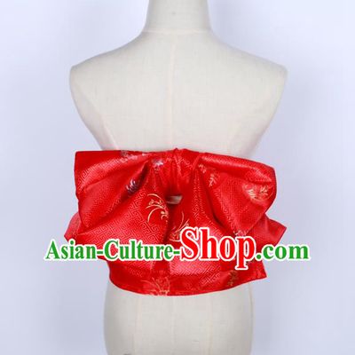 Japanese Kimono Red Brocade Belt Japan Traditional Yukata Waistband