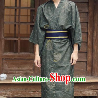 Japanese Cosplay Samurai Clothing Asian Japan Traditional Dark Green Yukata