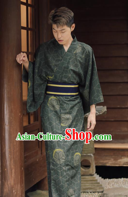 Japanese Cosplay Samurai Clothing Asian Japan Traditional Dark Green Yukata Japanese Cosplay Samurai Clothing Asian Japan Traditional Dark Green Yukata
