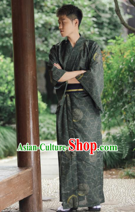 Japanese Cosplay Samurai Clothing Asian Japan Traditional Dark Green Yukata Japanese Cosplay Samurai Clothing Asian Japan Traditional Dark Green Yukata