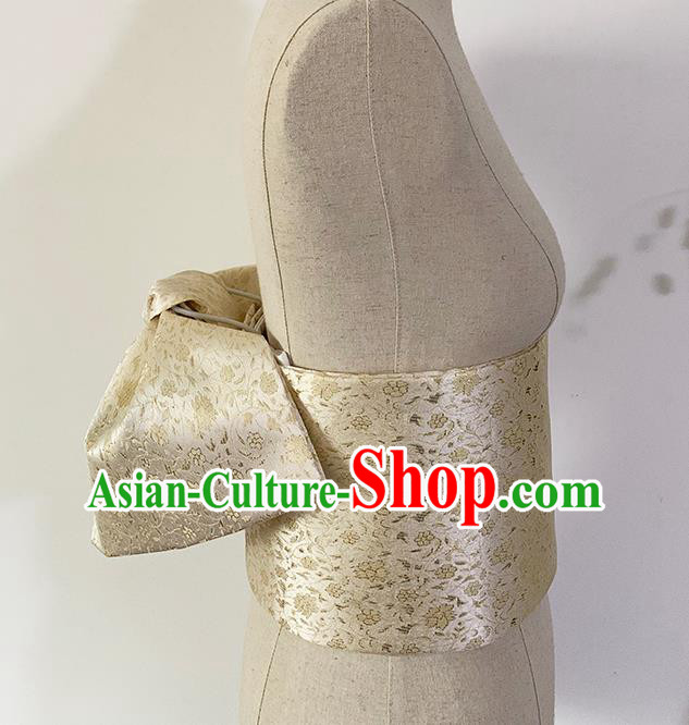 Japan Traditional Yukata Waistband Japanese Kimono Accessories Golden Brocade Bowknot Belt Japan Traditional Yukata Waistband Japanese Kimono Accessories Golden Brocade Bowknot Belt