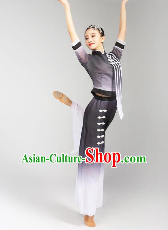 China Fan Dance Yangko Dance Clothing Folk Dance Grey Uniforms China Fan Dance Yangko Dance Clothing Folk Dance Grey Uniforms